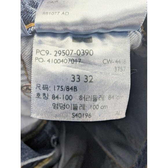 Levis Jeans Mens 33x32 Blue 502 Taper Stretch Distressed Zip Fly 29507-0390 - Picture 14 of 14